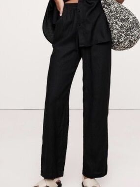 Banana Republic NWT Black Wide-Leg Linen-Blend Pants Size Medium